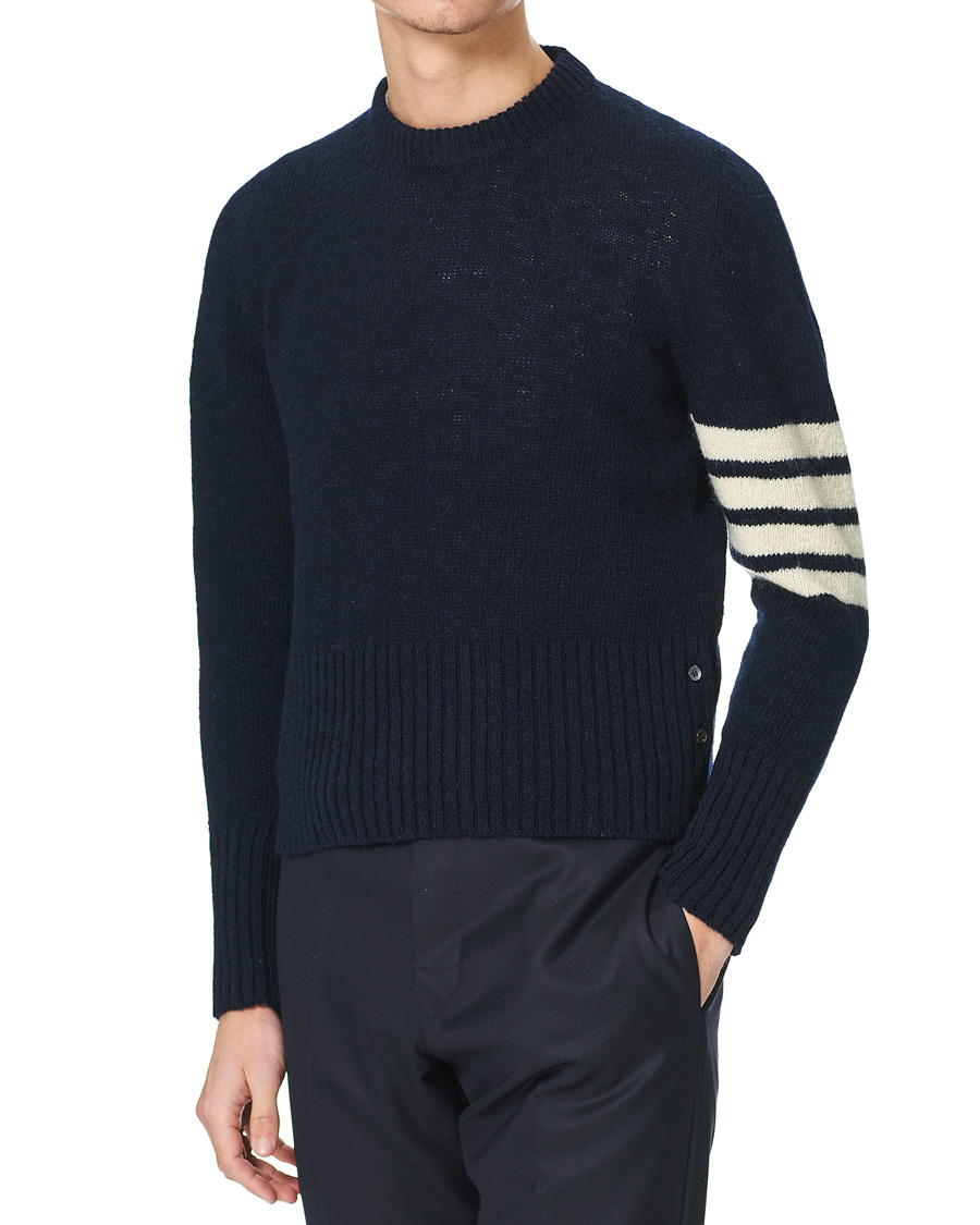 Herren | Pullover | Thom Browne | 4 Bar Mohair Crew Neck Sweater Navy