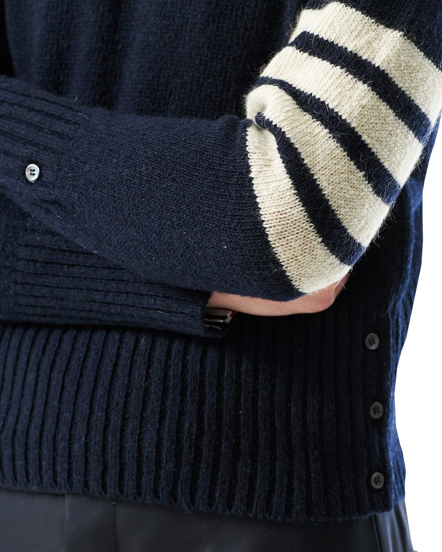 Herren | Pullover | Thom Browne | 4 Bar Mohair Crew Neck Sweater Navy