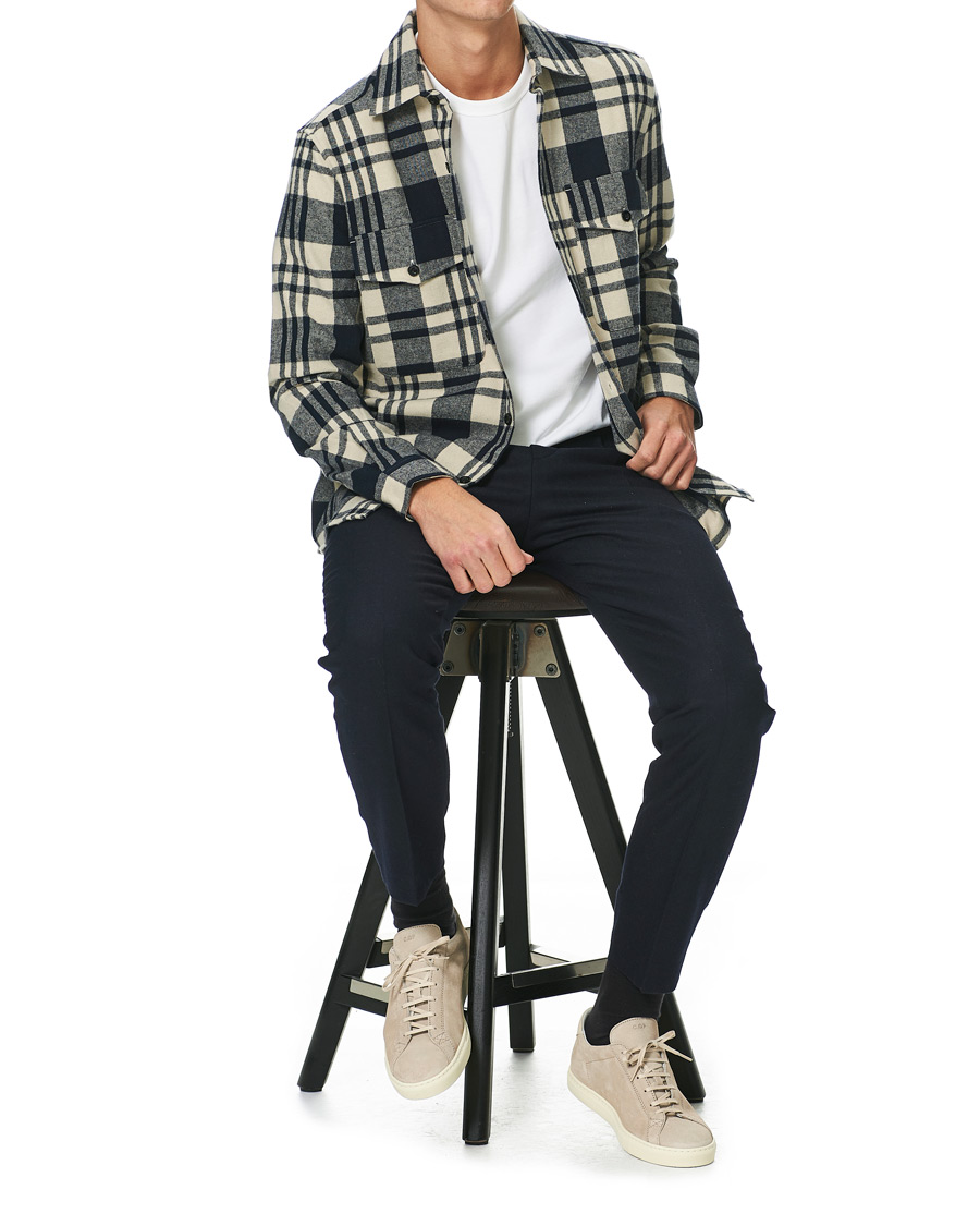 Herren | Hemden | A Day's March | Cardiff Checked Flannel Shirt Off White/Navy