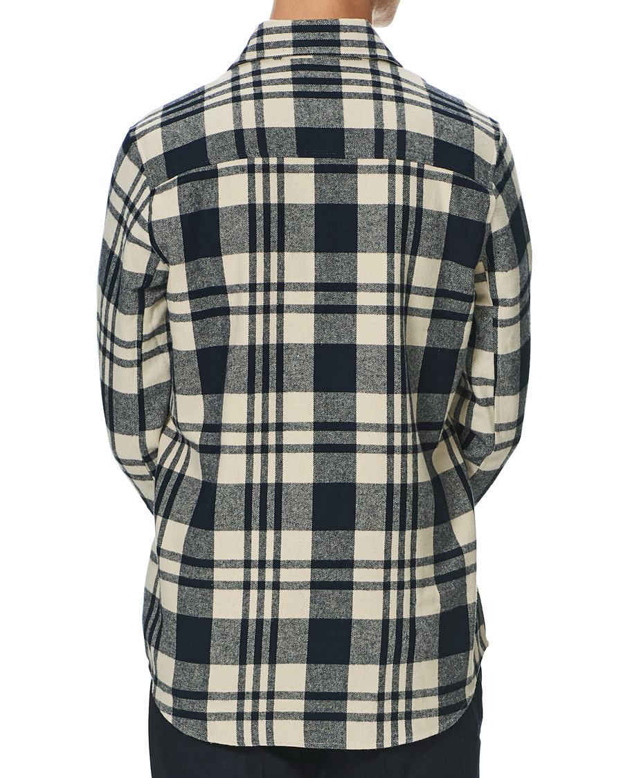 Herren | Hemden | A Day's March | Cardiff Checked Flannel Shirt Off White/Navy