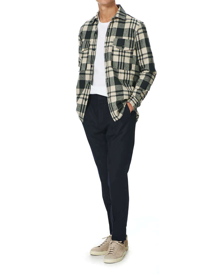 Herren | Hemden | A Day's March | Cardiff Checked Flannel Shirt Off White/Seaweed