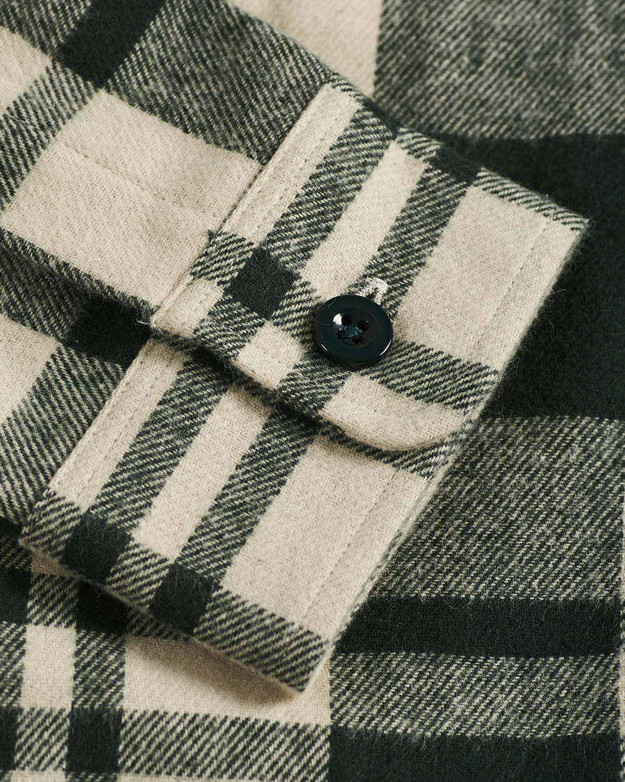 Herren | Hemden | A Day's March | Cardiff Checked Flannel Shirt Off White/Seaweed