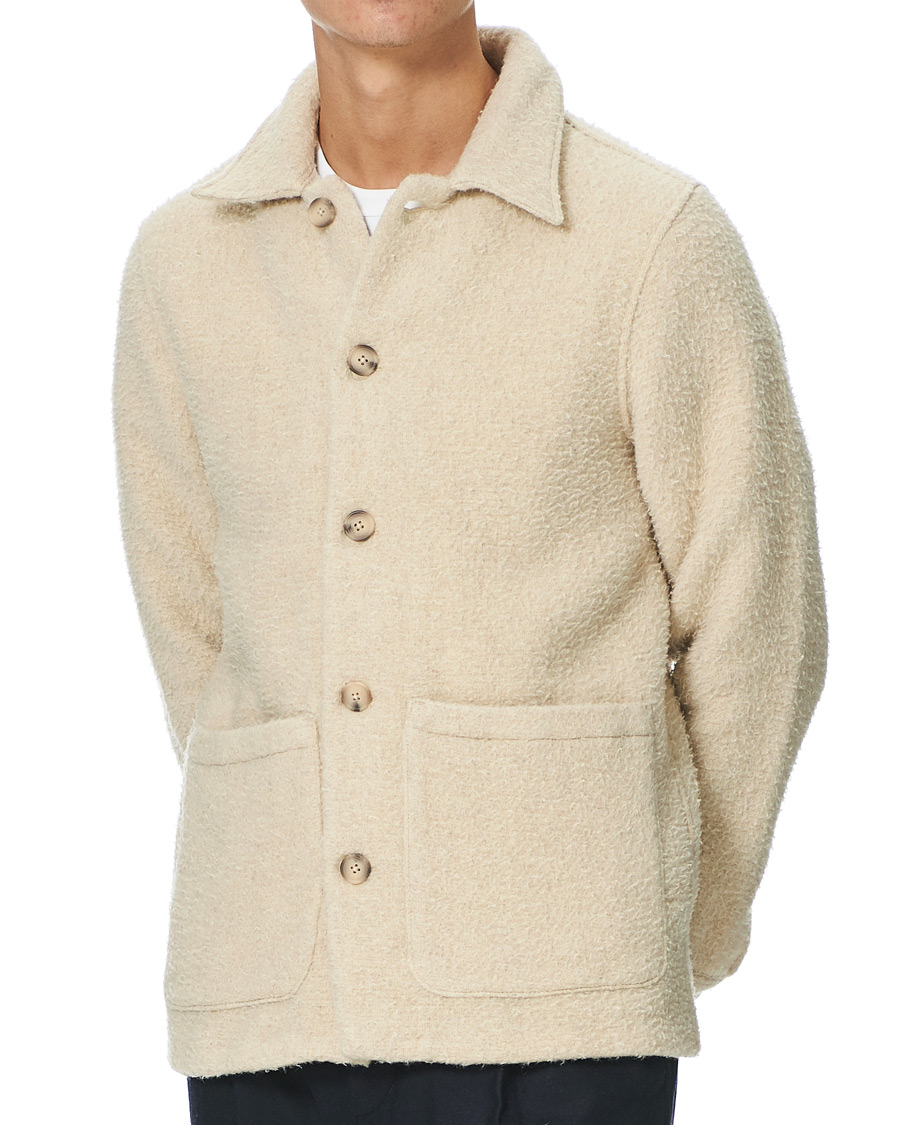 Herren | Hemden | A Day's March | Rugged Wool Overshirt Ecru