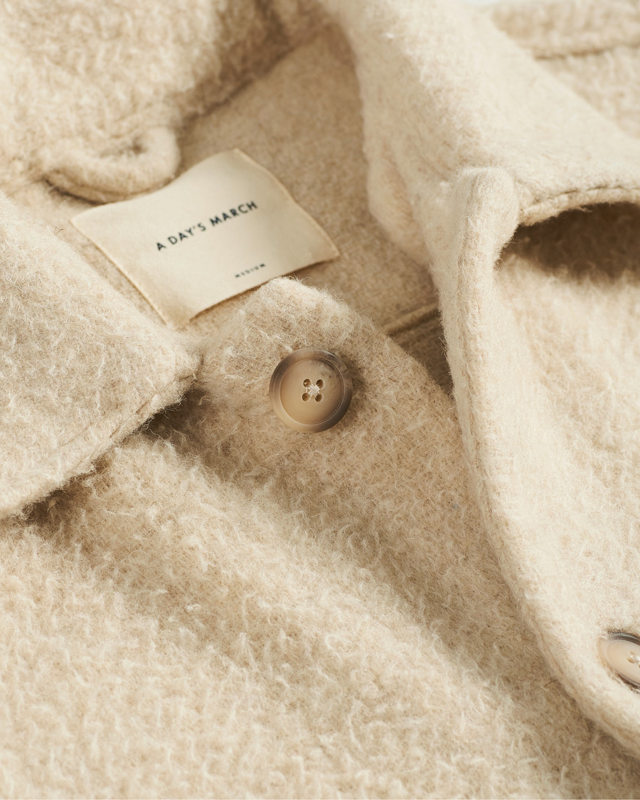 Herren | Hemden | A Day's March | Rugged Wool Overshirt Ecru