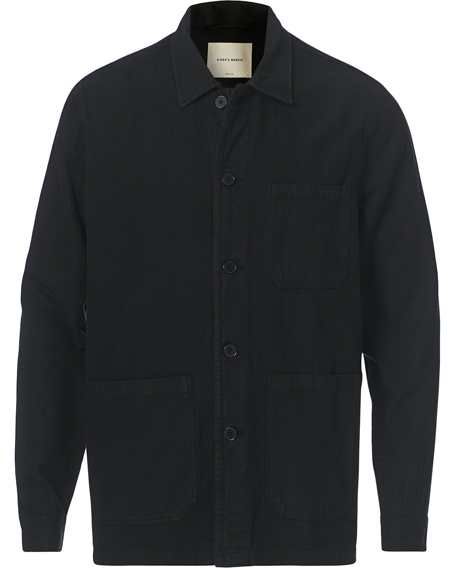 Herren | Hemden | A Day's March | Original Herringbone Overshirt Black