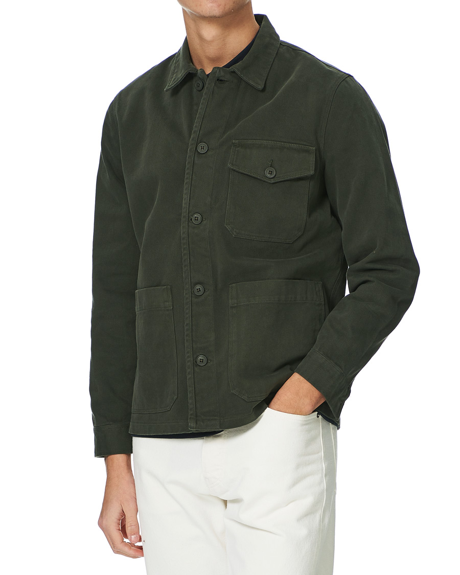 Herren | Hemden | A Day's March | Sturdy Twill Patch Pocket Overshirt Forest