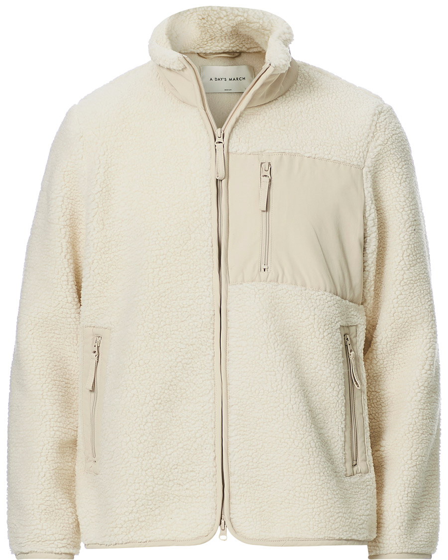 Herren | Fleecepullover | A Day's March | Granån Recycled Fleece Jacket Off White