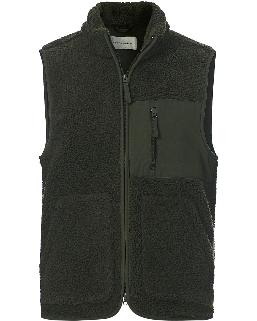 Herren | Pullover | A Day's March | Arvån Recycled Fleece Vest Olive