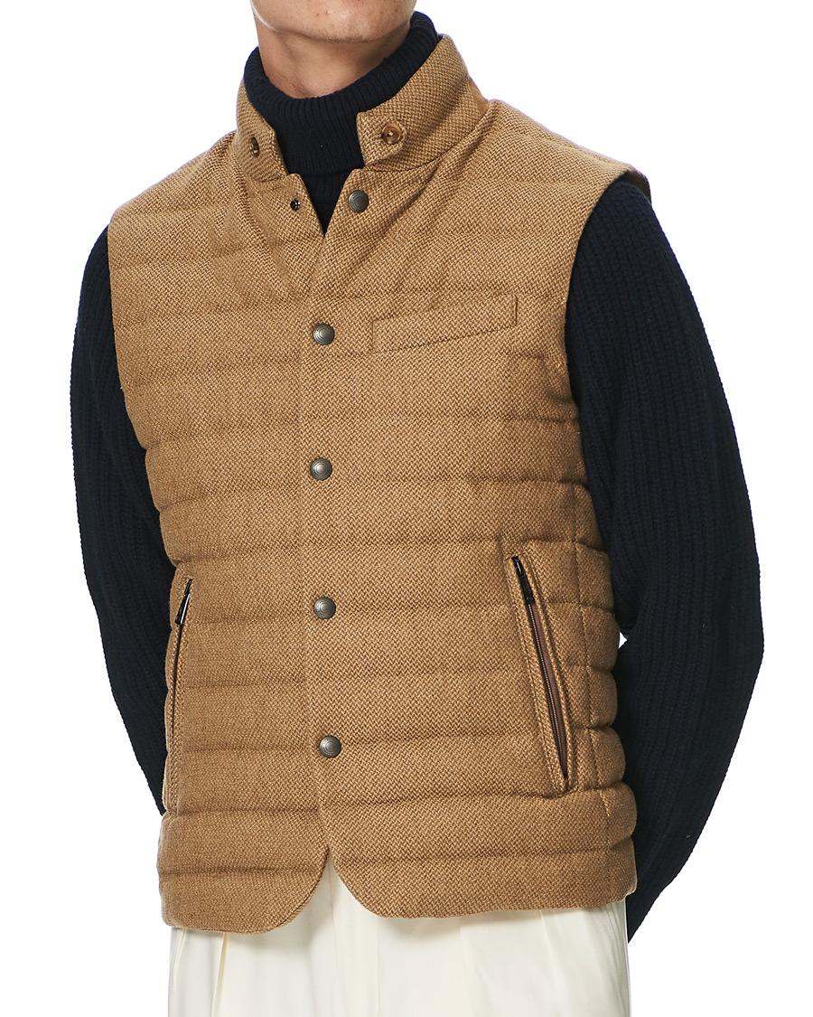 Herren | Jacken | Ralph Lauren Purple Label | Whitwell Wool Tweed Down Vest Classic Camel