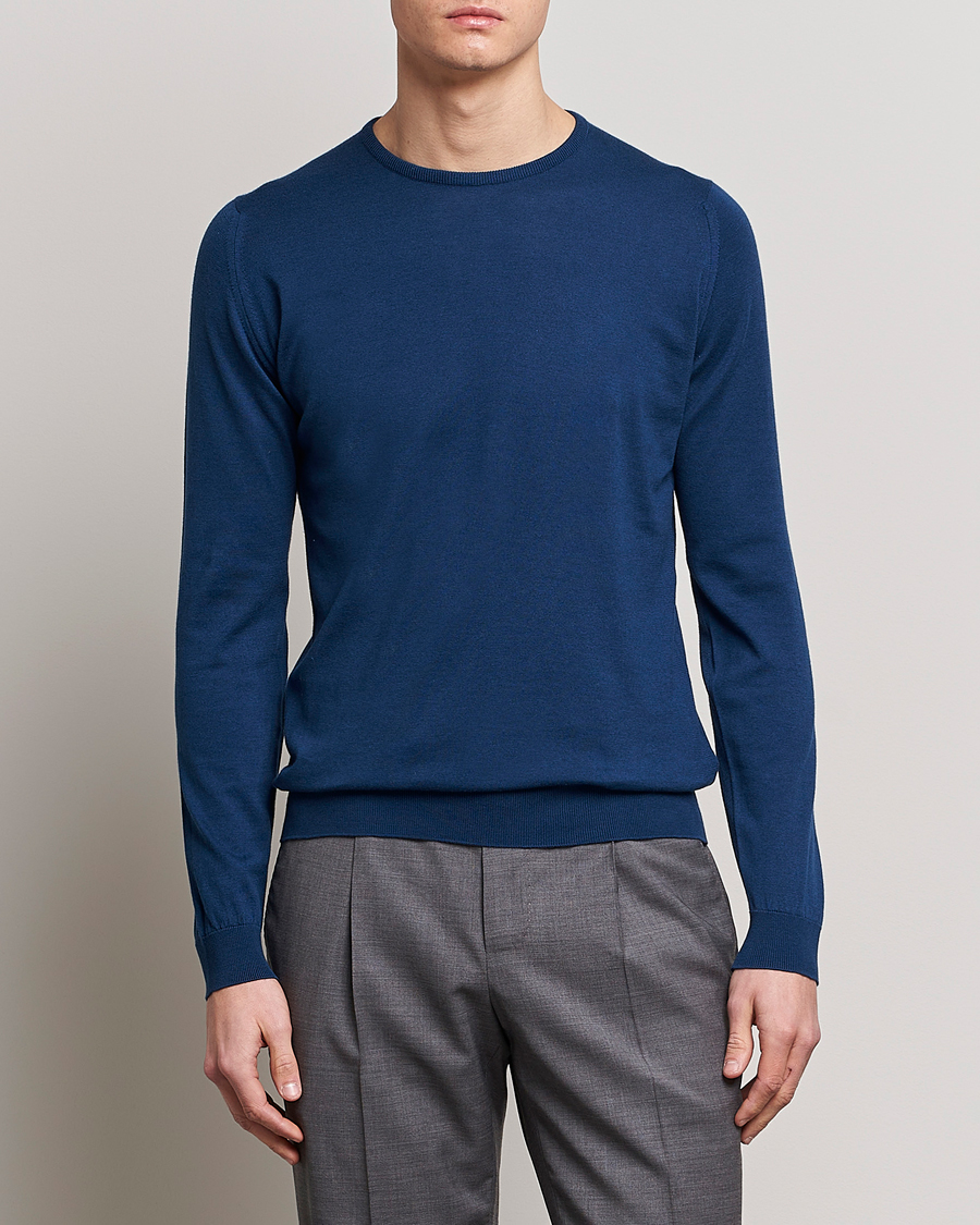 Herren |  | John Smedley | Hatfield Sea Island Crew Neck Indigo