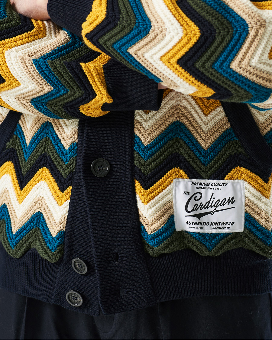Herren | Pullover | Missoni | Zig Zag Knit Cardigan Navy/Cream
