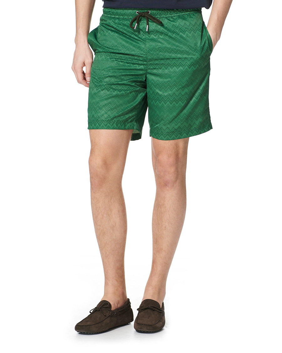 Herren | Badehosen | Missoni | Tonal Zig Zag Swim Shorts Dark Green