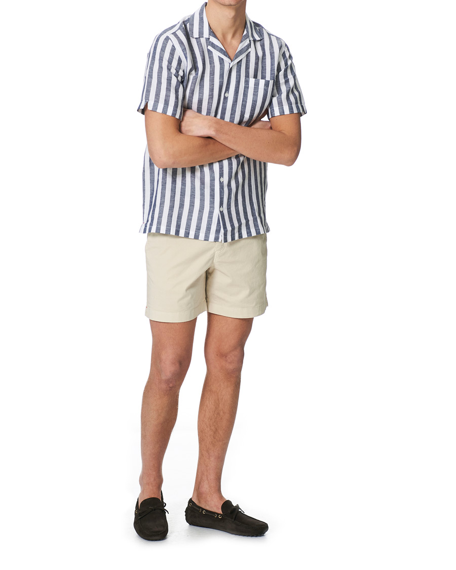 Herren | Hemden | Orlebar Brown | Hibbert Linen/Cotton Short Sleeve Shirt Ink/Cloud