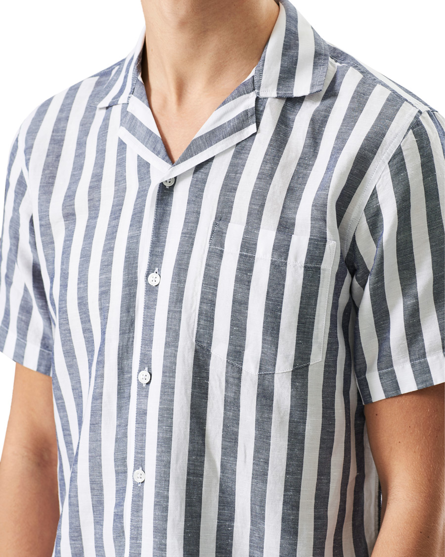 Herren | Hemden | Orlebar Brown | Hibbert Linen/Cotton Short Sleeve Shirt Ink/Cloud