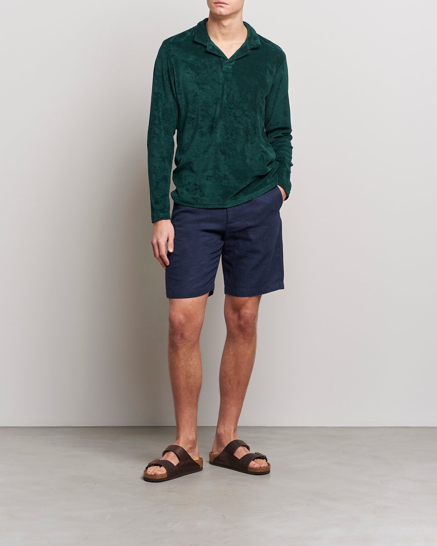 Herren | Pullover | Orlebar Brown | Terry Long Sleeve Polo Racing Green