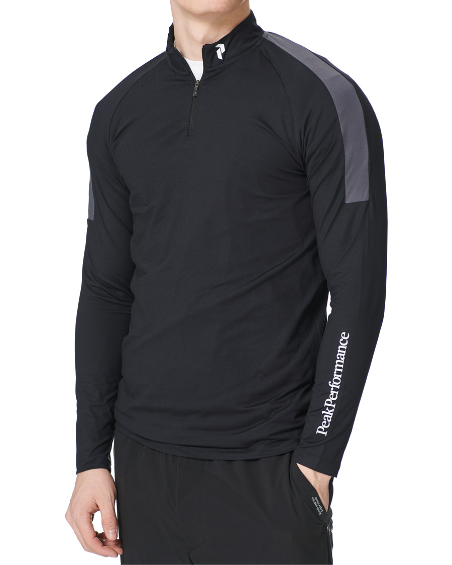 Herren | T-Shirts | Peak Performance | Chase Half Zip Long Sleeve Tee Black