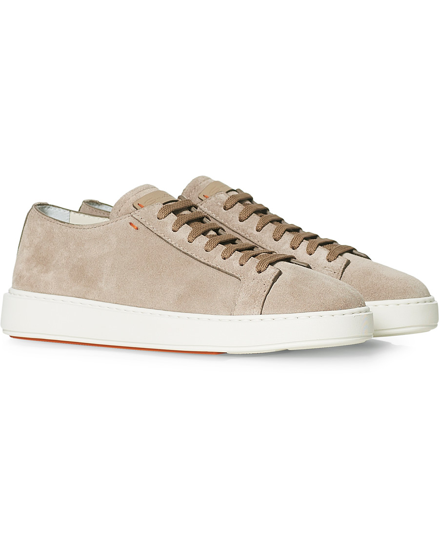 Herren | Santoni Derby Plain Sneaker Beige Suede | Santoni | Derby Plain Sneaker Beige Suede