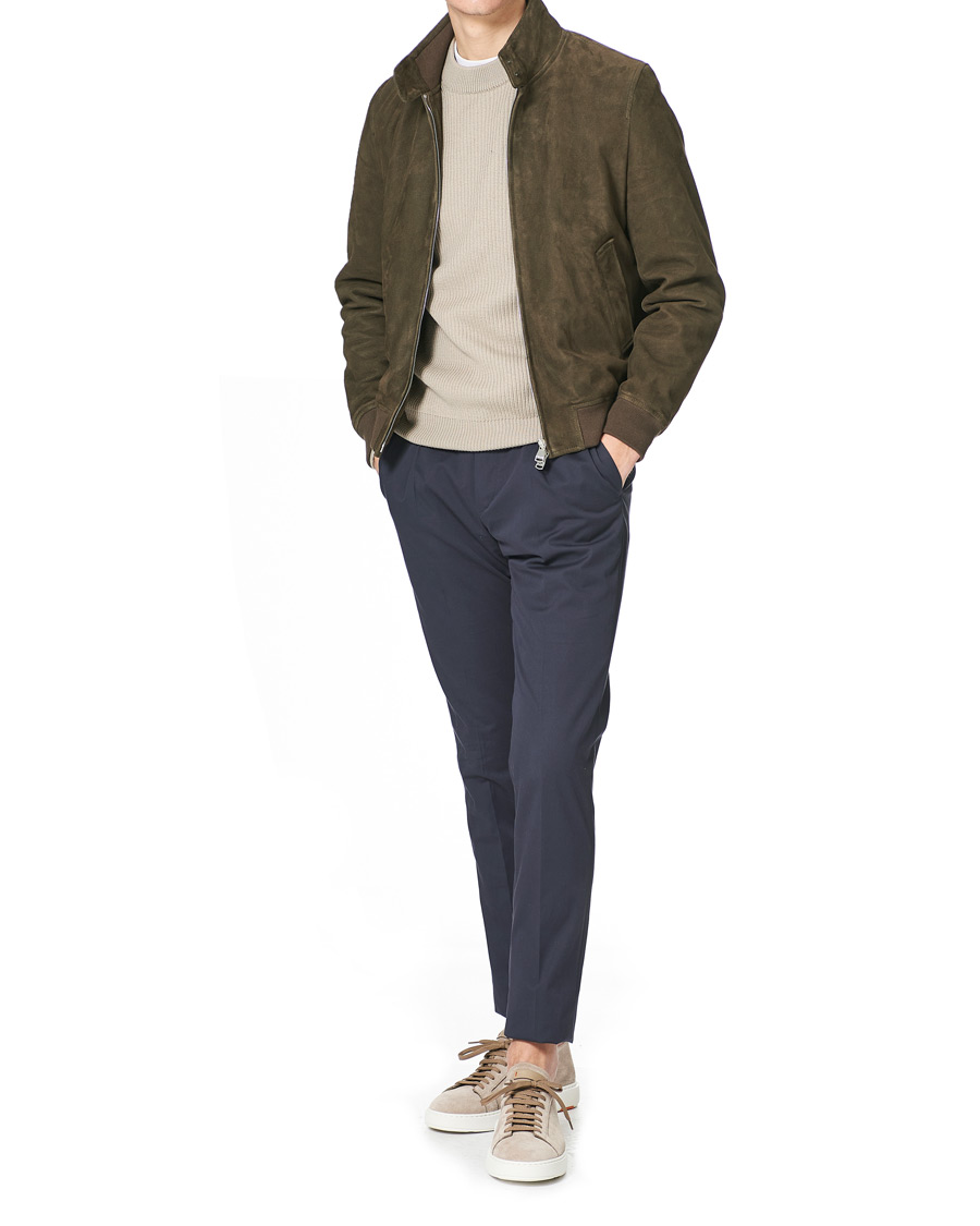 Herren | Santoni Derby Plain Sneaker Beige Suede | Santoni | Derby Plain Sneaker Beige Suede