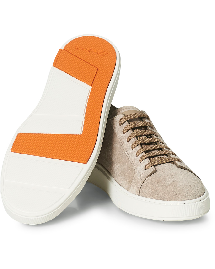 Herren | Santoni Derby Plain Sneaker Beige Suede | Santoni | Derby Plain Sneaker Beige Suede