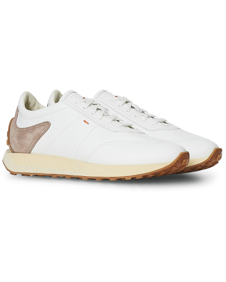 Herren | Santoni Running Sneaker White Calf | Santoni | Running Sneaker White Calf