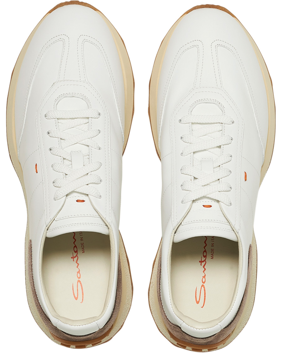 Herren | Santoni Running Sneaker White Calf | Santoni | Running Sneaker White Calf