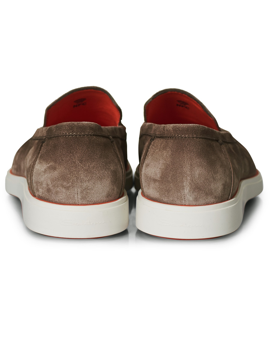 Herren | Santoni Summer Loafer Light Grey Suede | Santoni | Summer Loafer Light Grey Suede