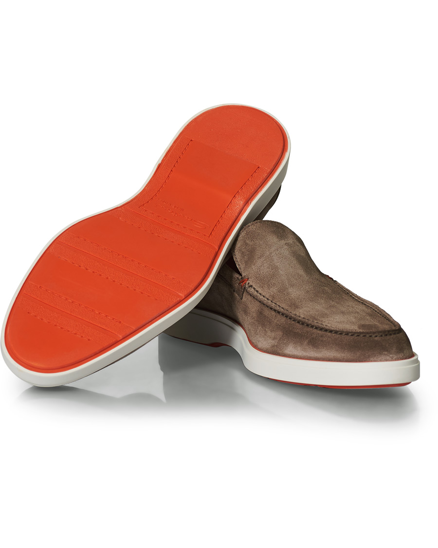 Herren | Santoni Summer Loafer Light Grey Suede | Santoni | Summer Loafer Light Grey Suede