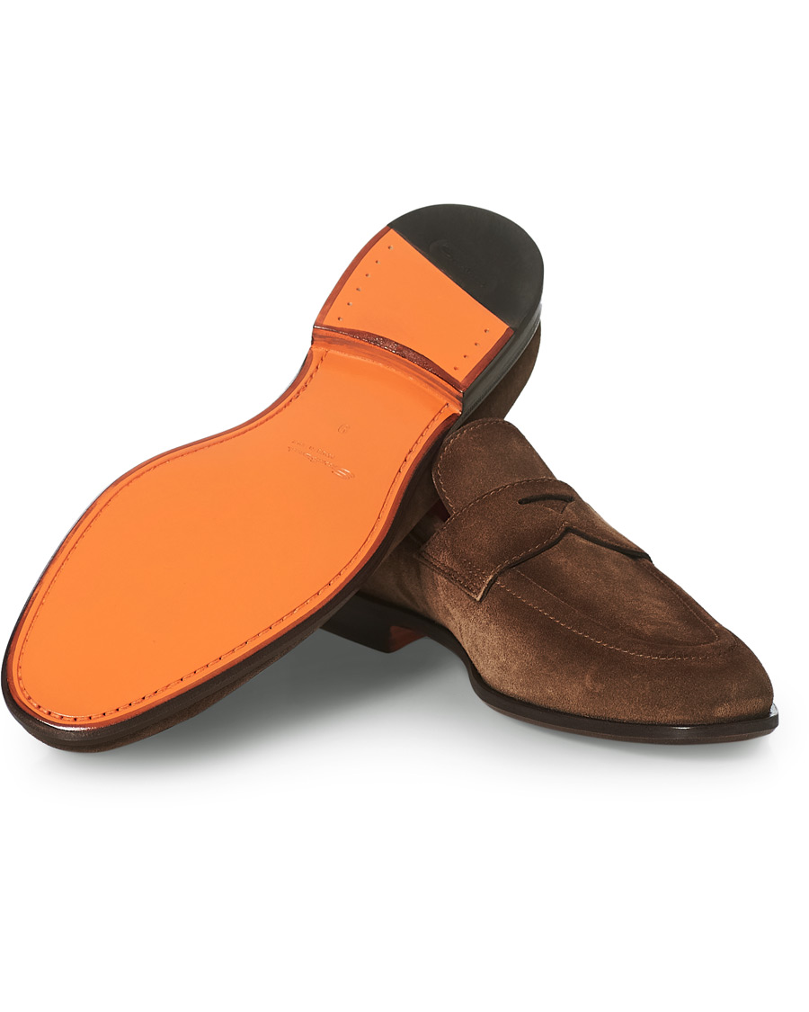 Herren | Santoni Penny Loafer Brown Suede | Santoni | Penny Loafer Brown Suede