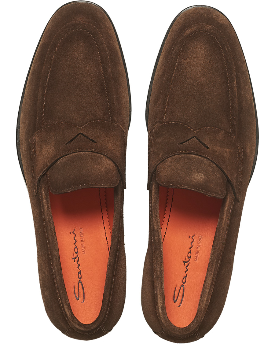 Herren | Santoni Penny Loafer Brown Suede | Santoni | Penny Loafer Brown Suede