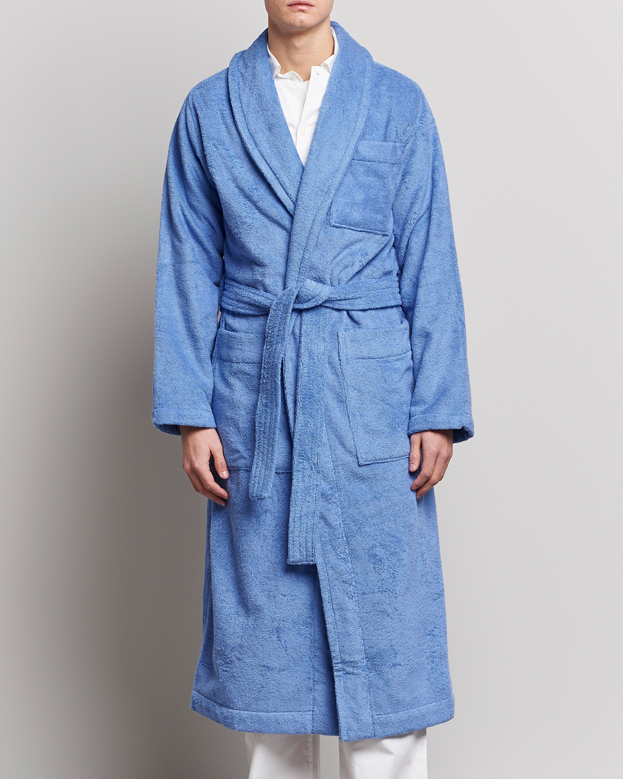 Herren | Für den Entspannten | Tekla | Organic Terry Classic Bathrobe Clear Blue