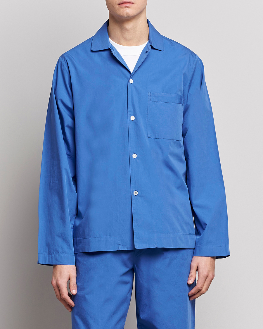 Herren | Pyjama Oberteile | Tekla | Poplin Pyjama Shirt Royal Blue