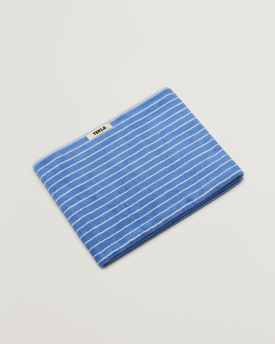 Herren | Textilien | Tekla | TeklaOrganic Terry Bath TowelClear Blue Stripes