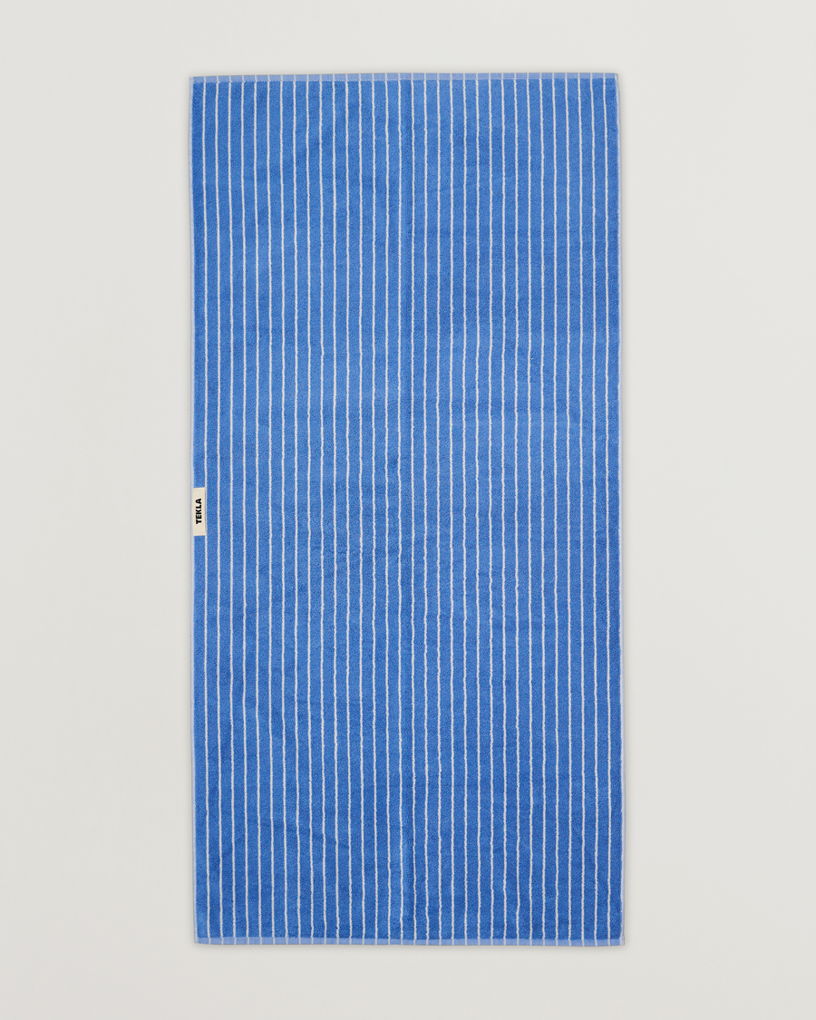 Herr | Tekla | Tekla | Organic Terry Bath Towel Clear Blue Stripes