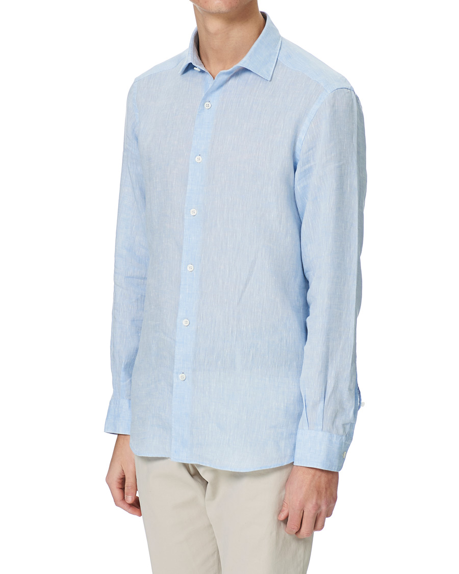 Herren | Hemden | Ermenegildo Zegna | Slim Fit Linen Shirt Light Blue