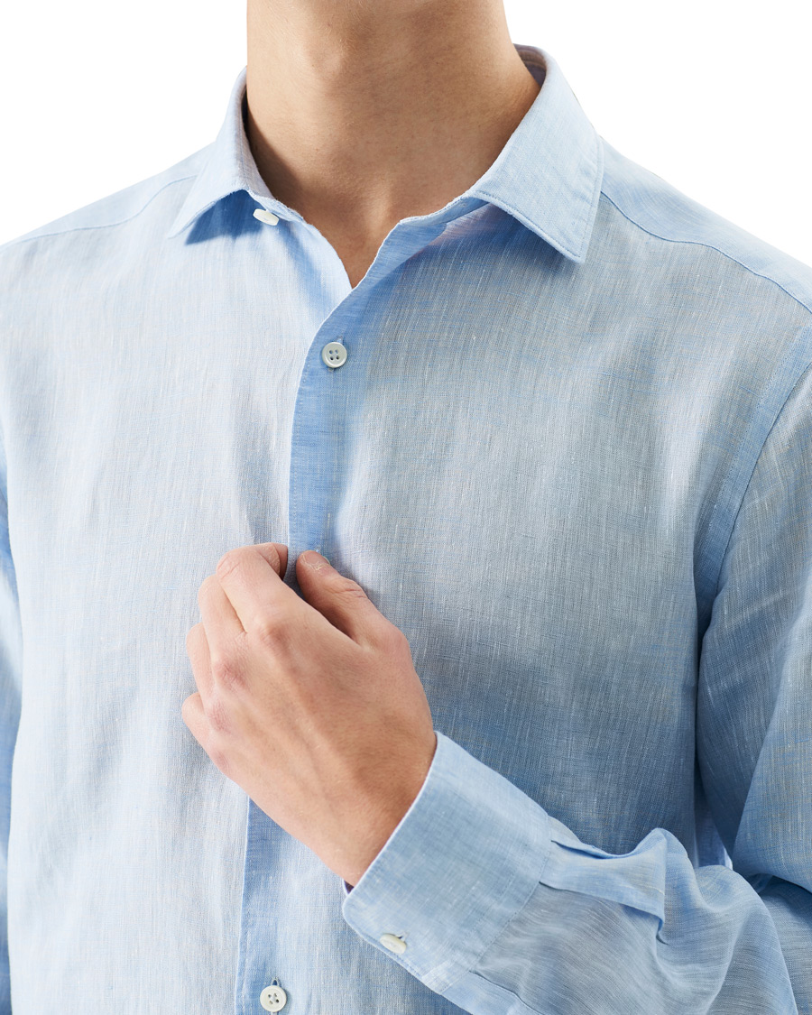 Herren | Hemden | Ermenegildo Zegna | Slim Fit Linen Shirt Light Blue