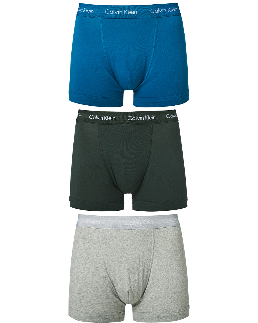 Herren | Unterwäsche | Calvin Klein | Cotton Stretch Trunk 3-Pack Green/Grey/Blue