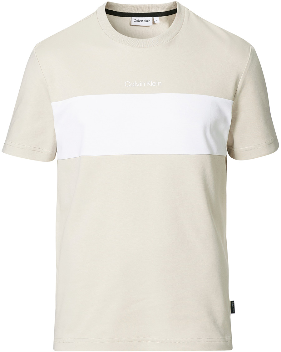 Herren | T-Shirts | Calvin Klein | Logo Colorblock Crew Neck Tee Stony Beige/White