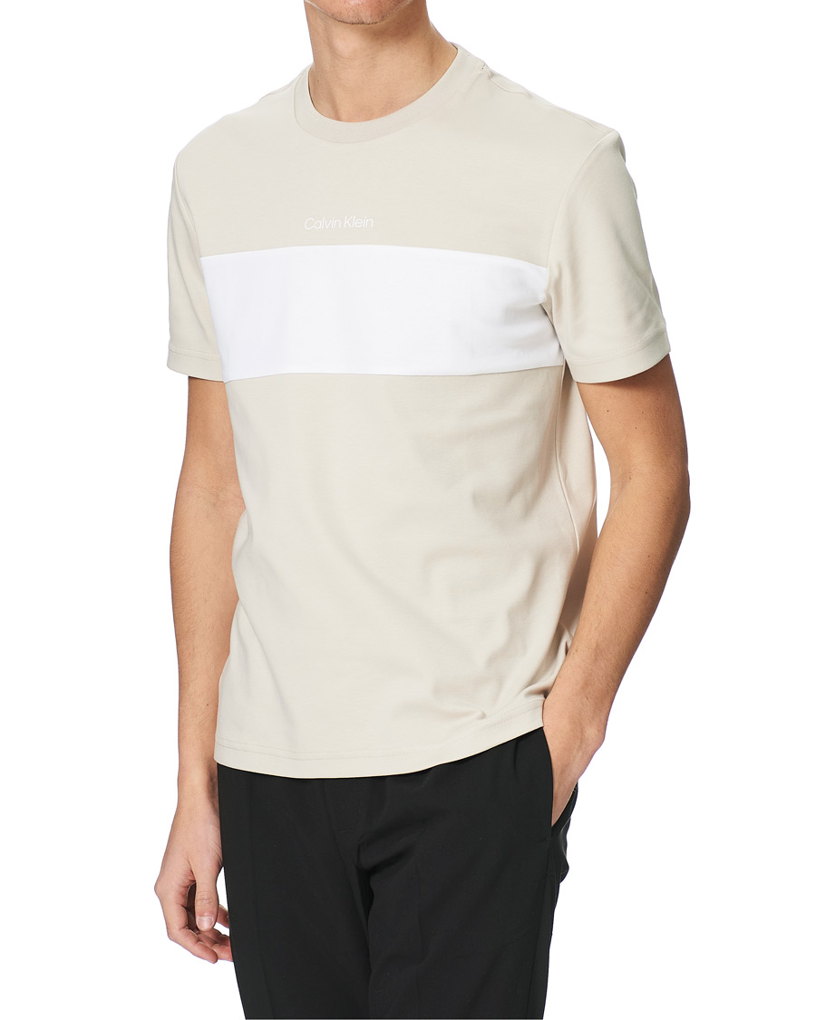 Herren | T-Shirts | Calvin Klein | Logo Colorblock Crew Neck Tee Stony Beige/White