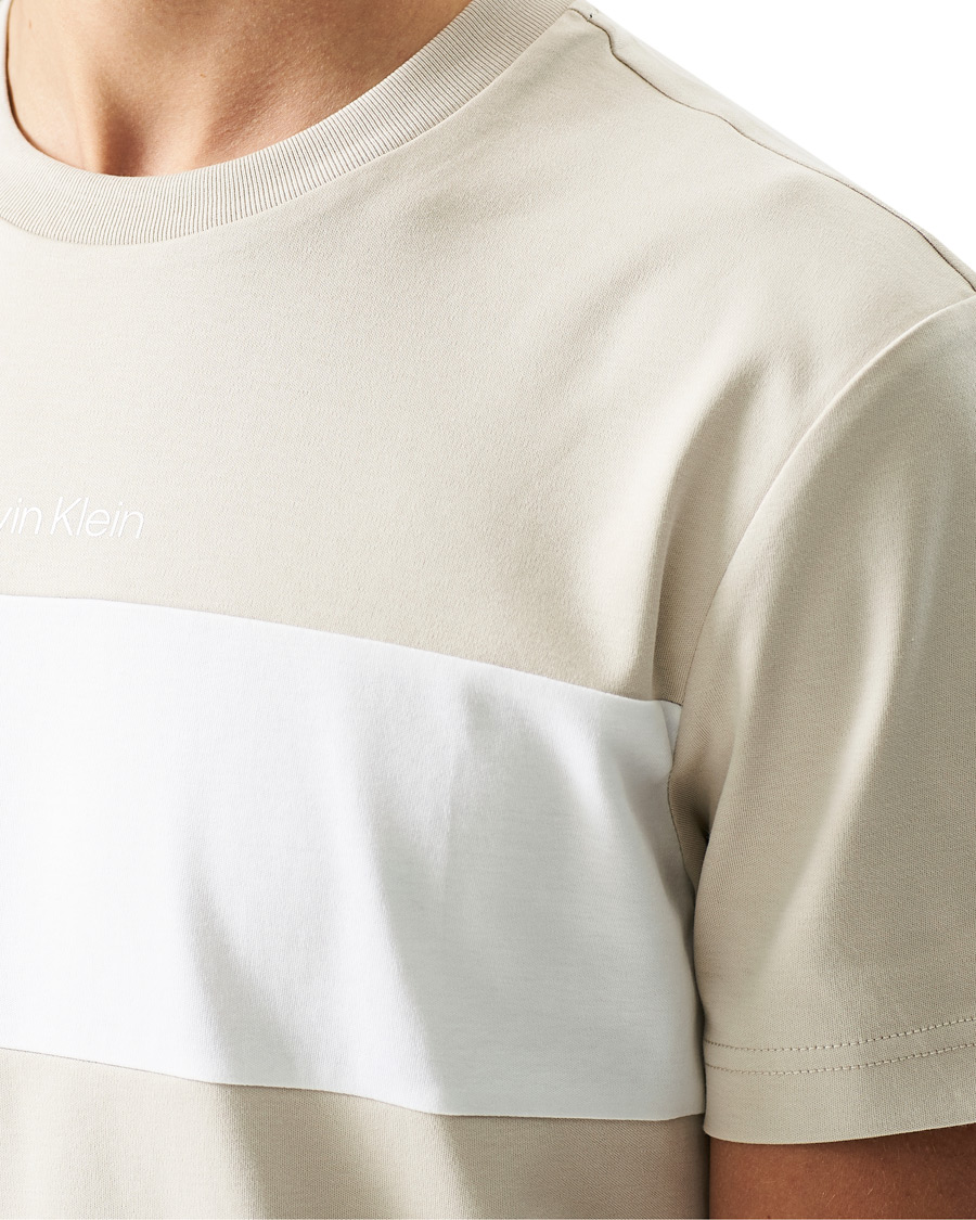 Herren | T-Shirts | Calvin Klein | Logo Colorblock Crew Neck Tee Stony Beige/White