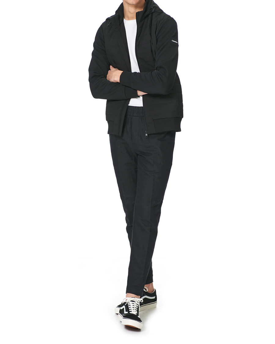 Herren | Pullover | Calvin Klein | Quilted Nylon Mix Full Zip Hoodie Black
