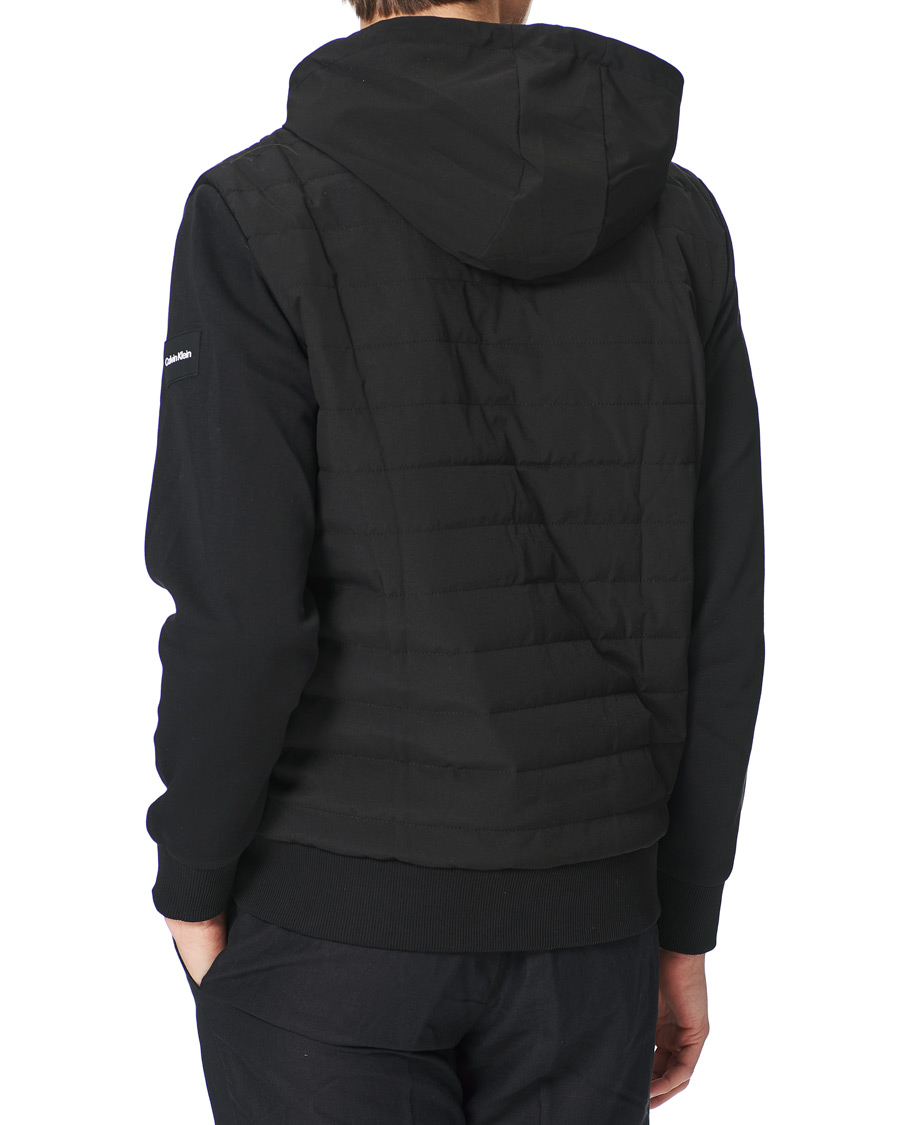 Herren | Pullover | Calvin Klein | Quilted Nylon Mix Full Zip Hoodie Black