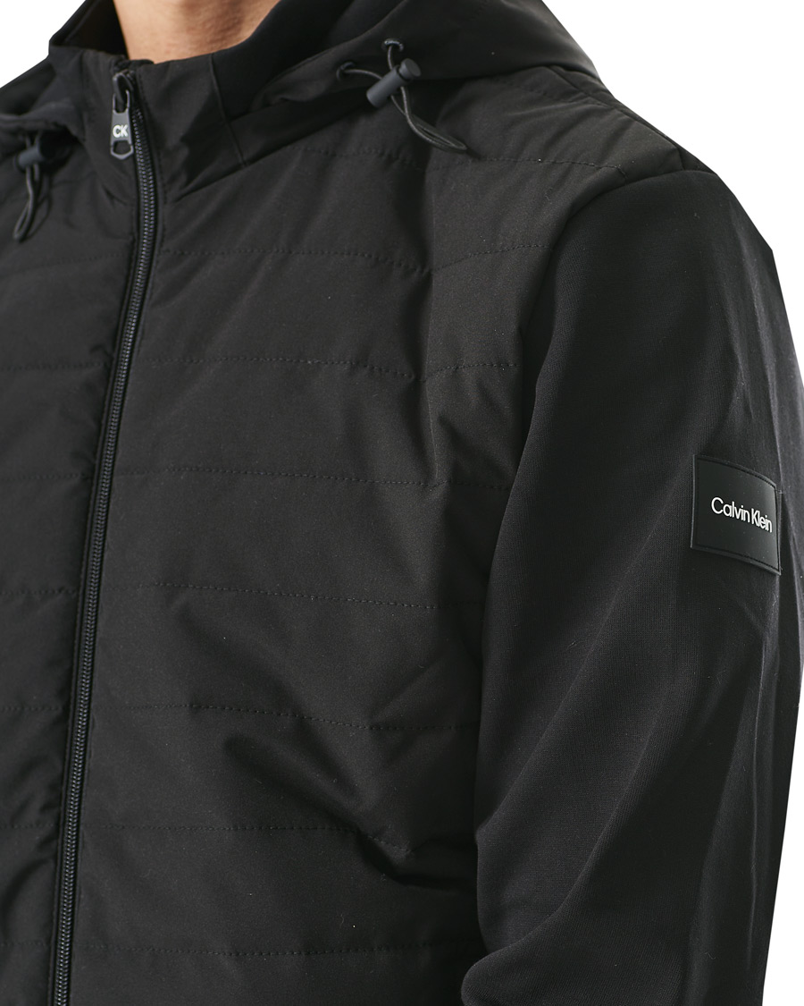 Herren | Pullover | Calvin Klein | Quilted Nylon Mix Full Zip Hoodie Black