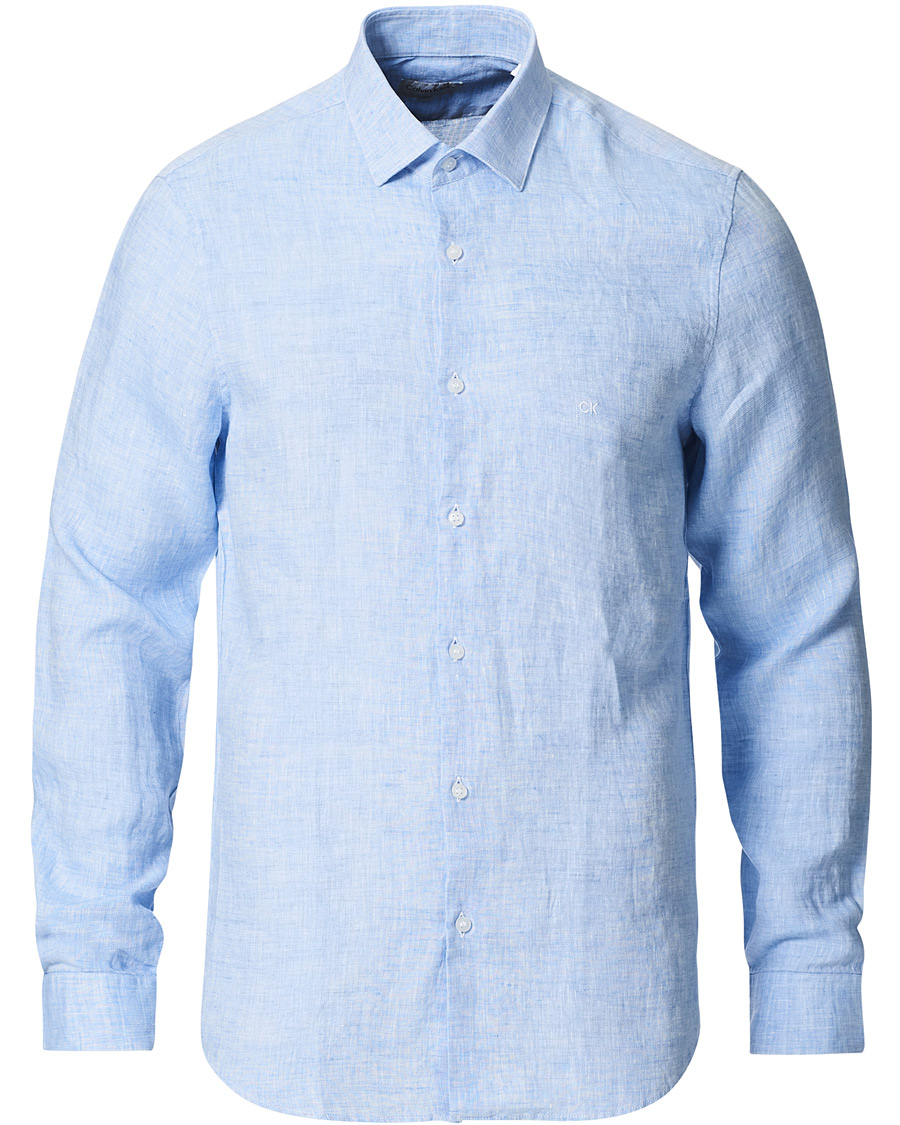 Herren | Hemden | Calvin Klein | Slim Fit Linen Shirt Blue