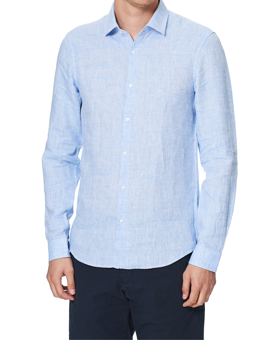 Herren | Hemden | Calvin Klein | Slim Fit Linen Shirt Blue