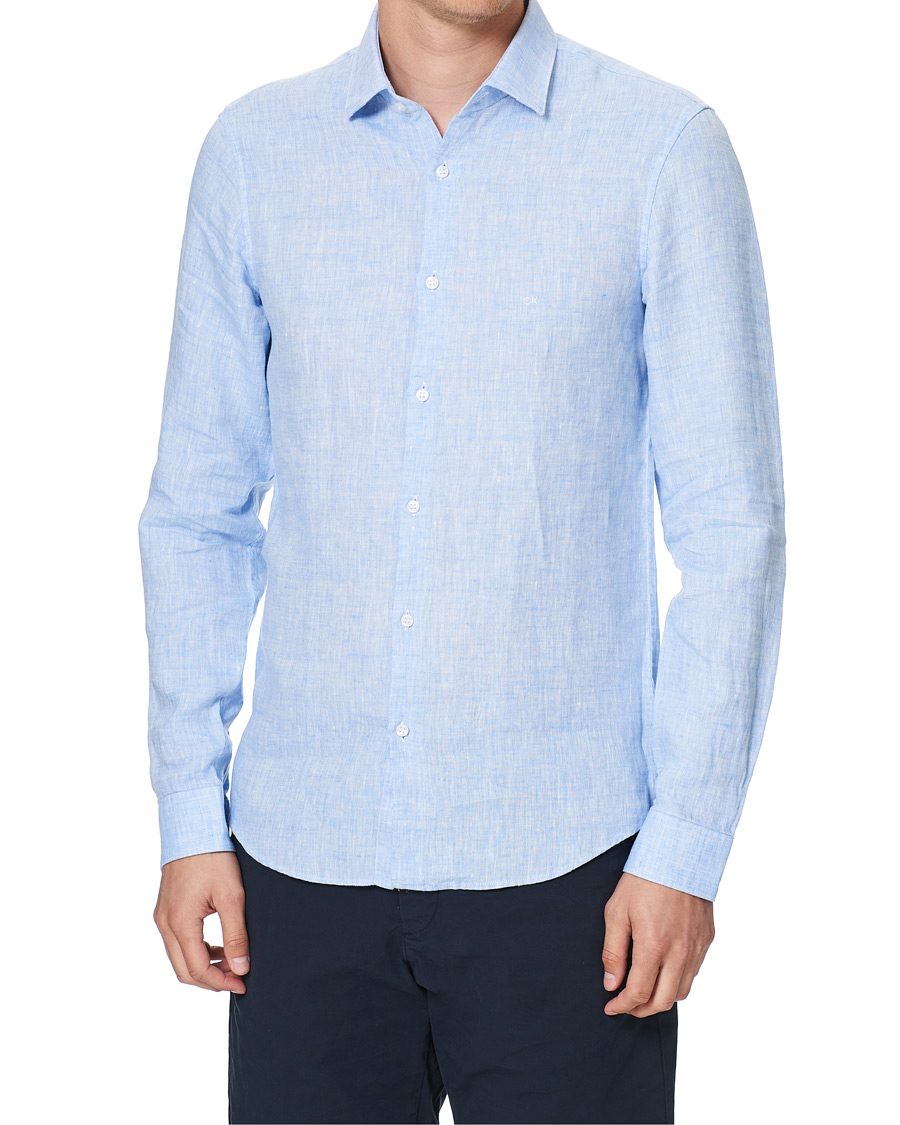 servet Gang Tot stand brengen Calvin Klein Slim Fit Linen Shirt Blue bei CareOfCarl.de