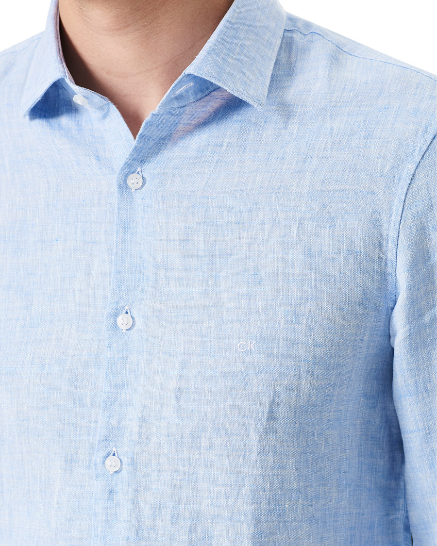 Herren | Hemden | Calvin Klein | Slim Fit Linen Shirt Blue