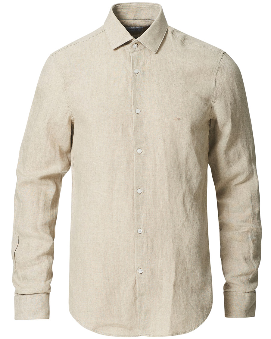 Herren | Hemden | Calvin Klein | Slim Fit Linen Shirt Stony Beige
