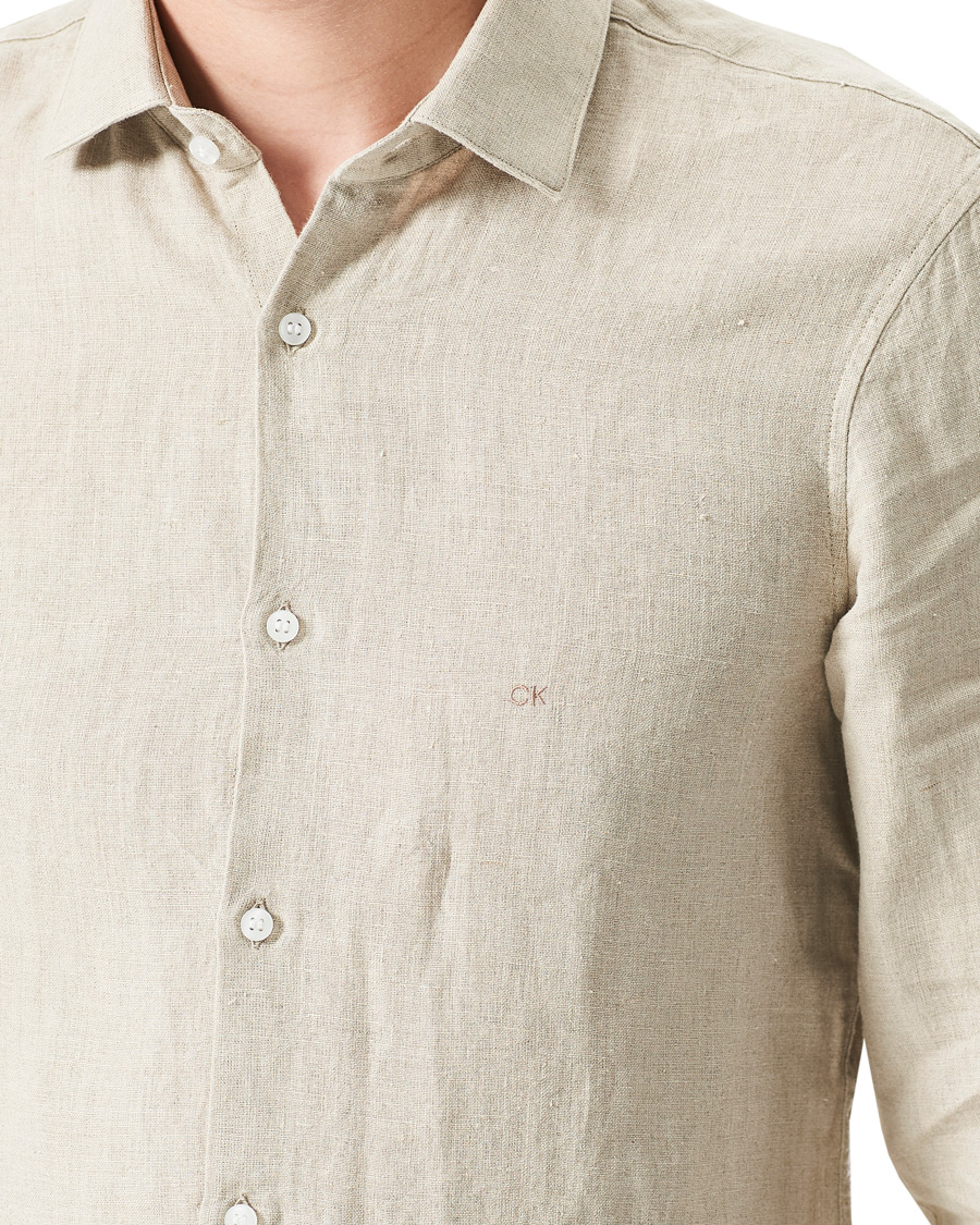 Herren | Hemden | Calvin Klein | Slim Fit Linen Shirt Stony Beige