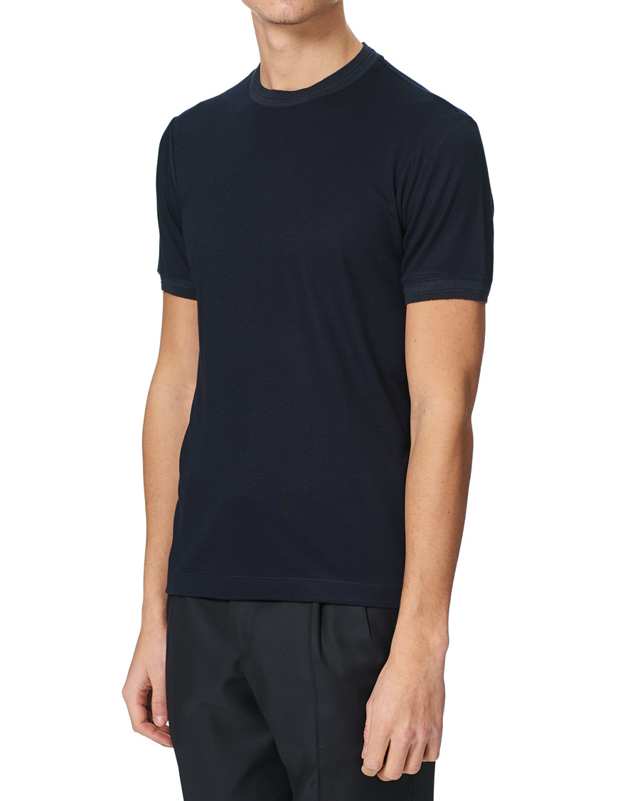 Herren | T-Shirts | Giorgio Armani | Soft Silk T-Shirt Navy