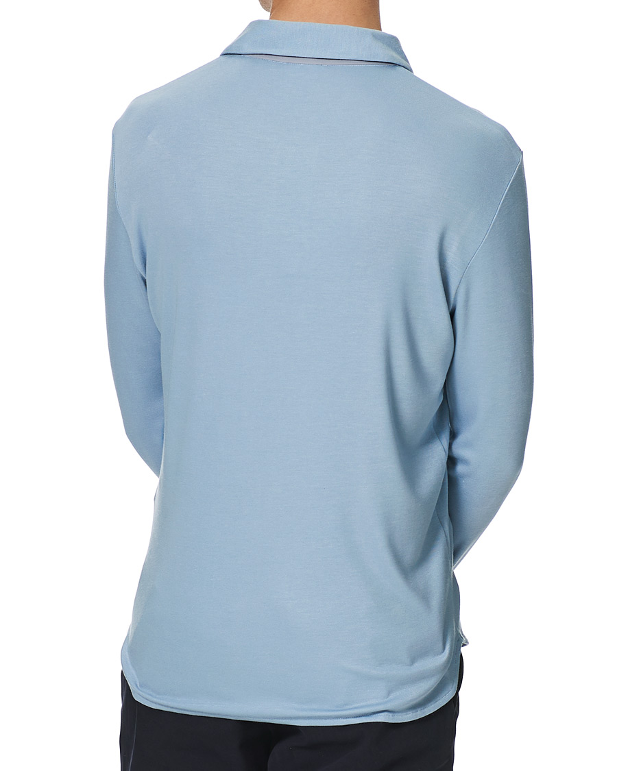 Herren | Pullover | Giorgio Armani | Silk Blend Long Sleeve Polo Light Blue
